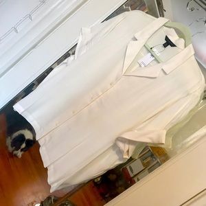 NWT Banana Republic white/cream colored short sleeve boxy button-down top XL
